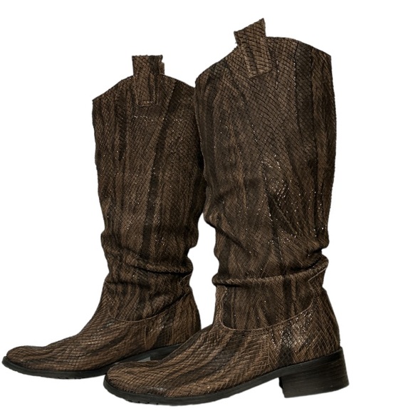 Fiorangelo Boots Italian Snakeskin Leather Brown Handcrafted W Shimmer size 6 - Picture 5 of 17